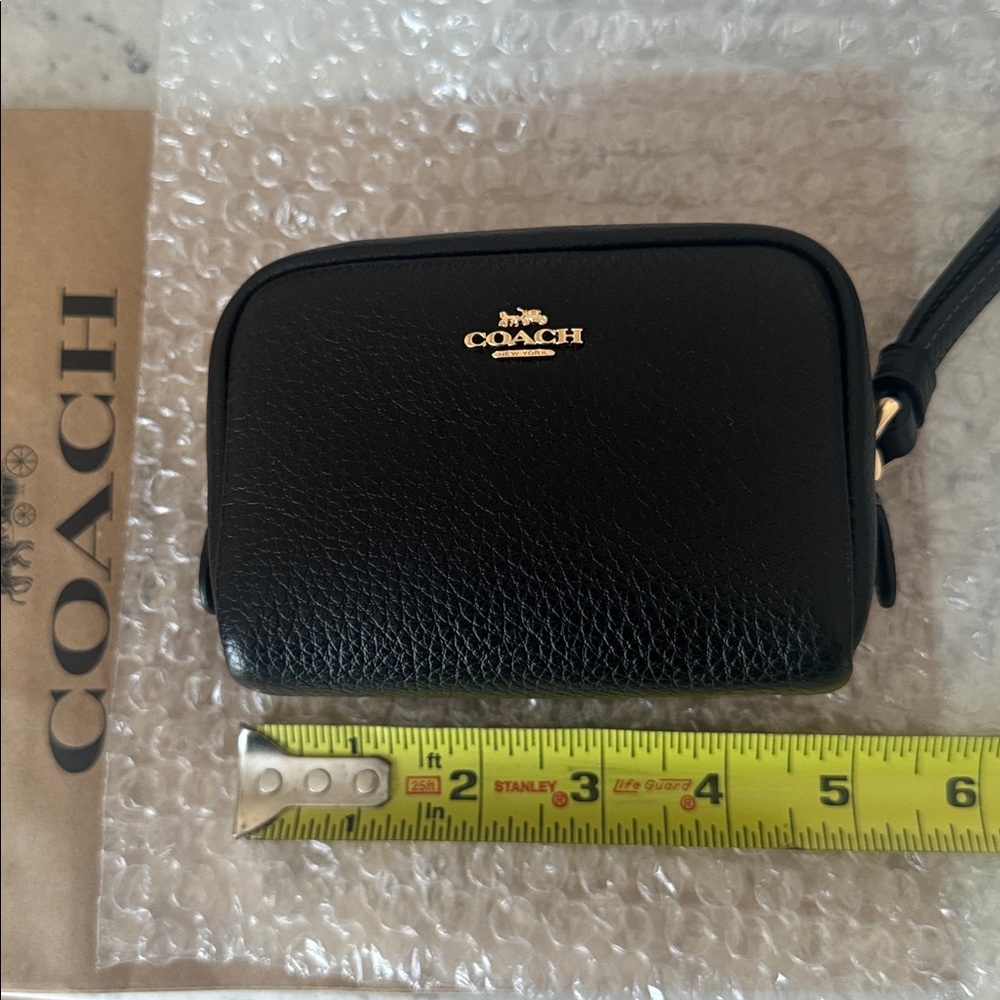 Coach Black Leather Mini Wristlet Bag - Picture 3 of 5